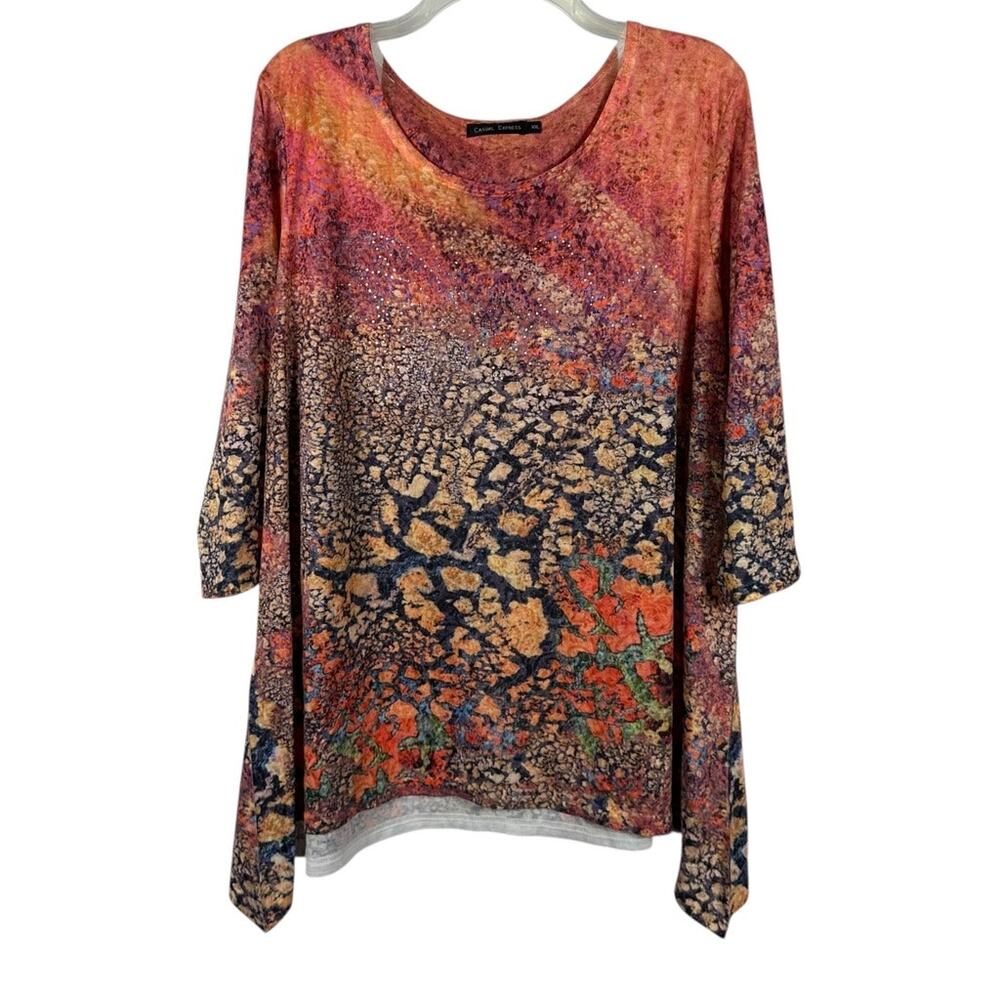 Casual Express Multi-Color Embellished Top Size XXL
